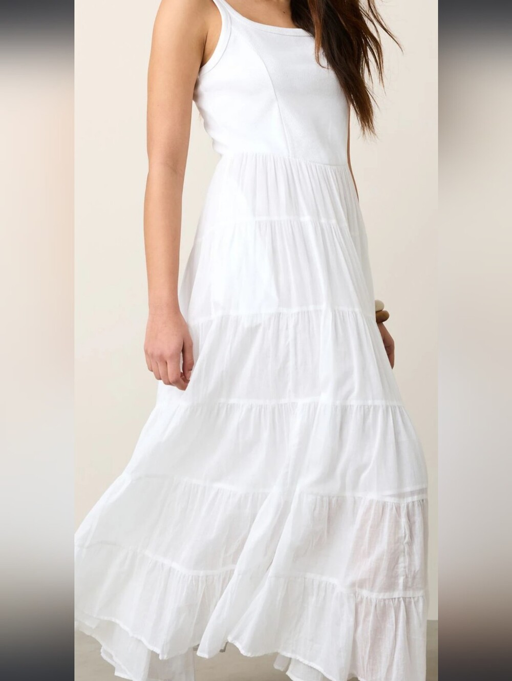 Grace Elements White Tiered Maxi Skirt Dress